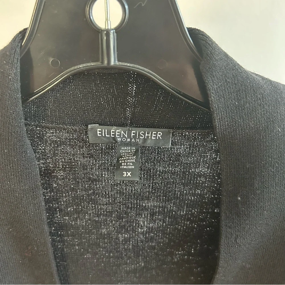 Eileen Fisher Black Open-Front Long Cardigan - Picture 3 of 6